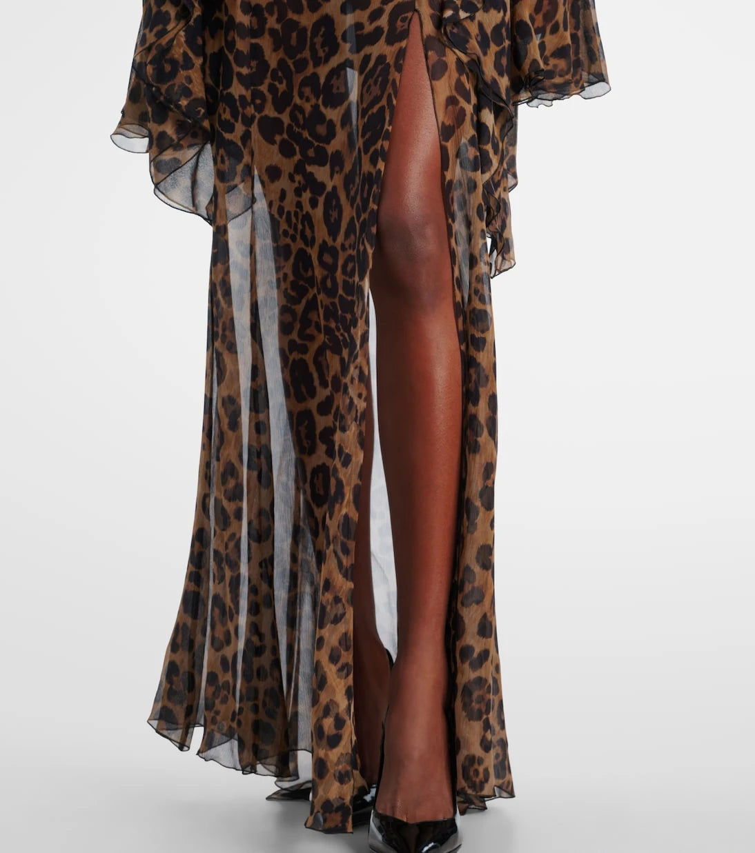 Blumarine - Leopard-print silk crepon maxi skirt