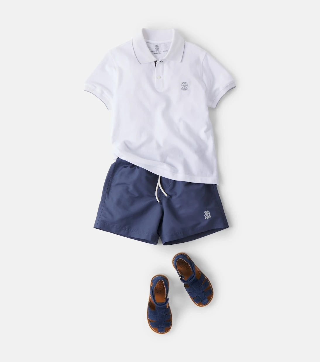 Brunello Cucinelli Kids - شورت سباحة بشعار العلامة التجارية