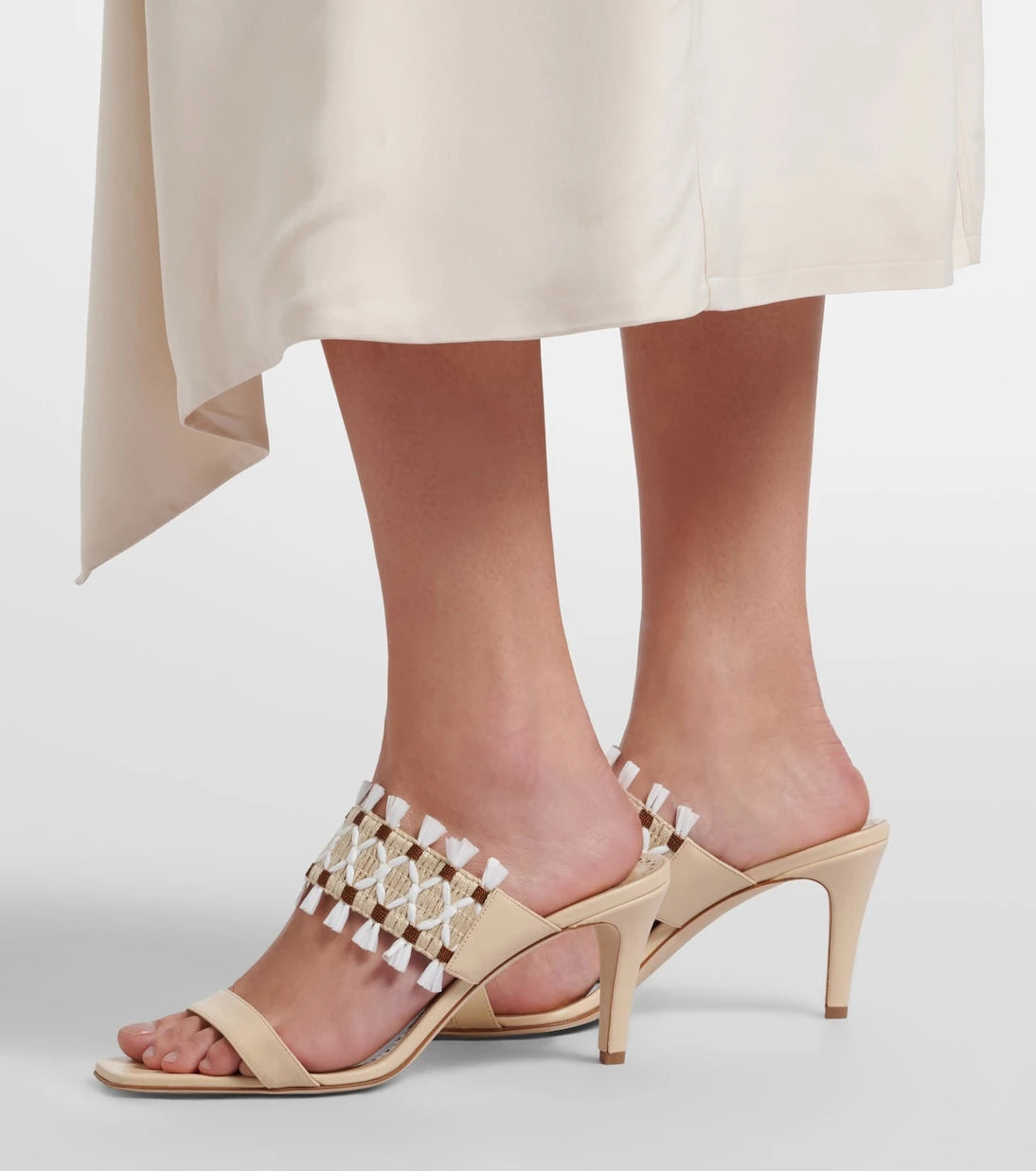 Manolo Blahnik - Efeso leather-trimmed woven mules