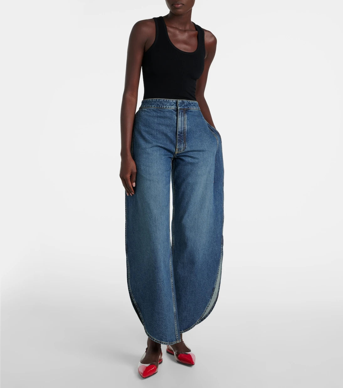 Alaïa - Le Cœur patent leather and PU slingback flats