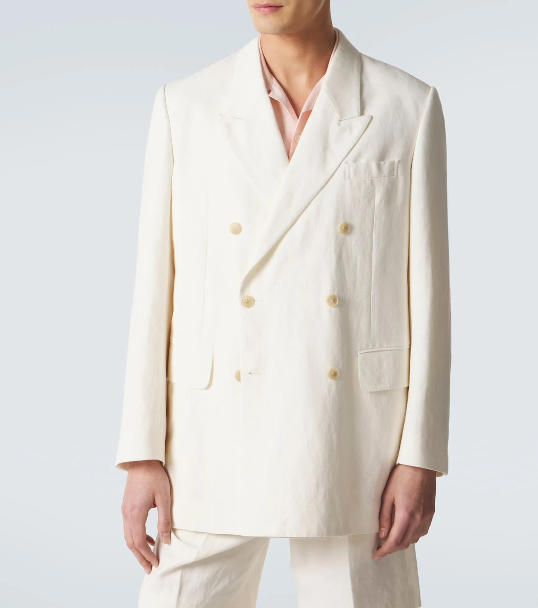 Auralee - Double-breasted wool, cotton, and linen blazer