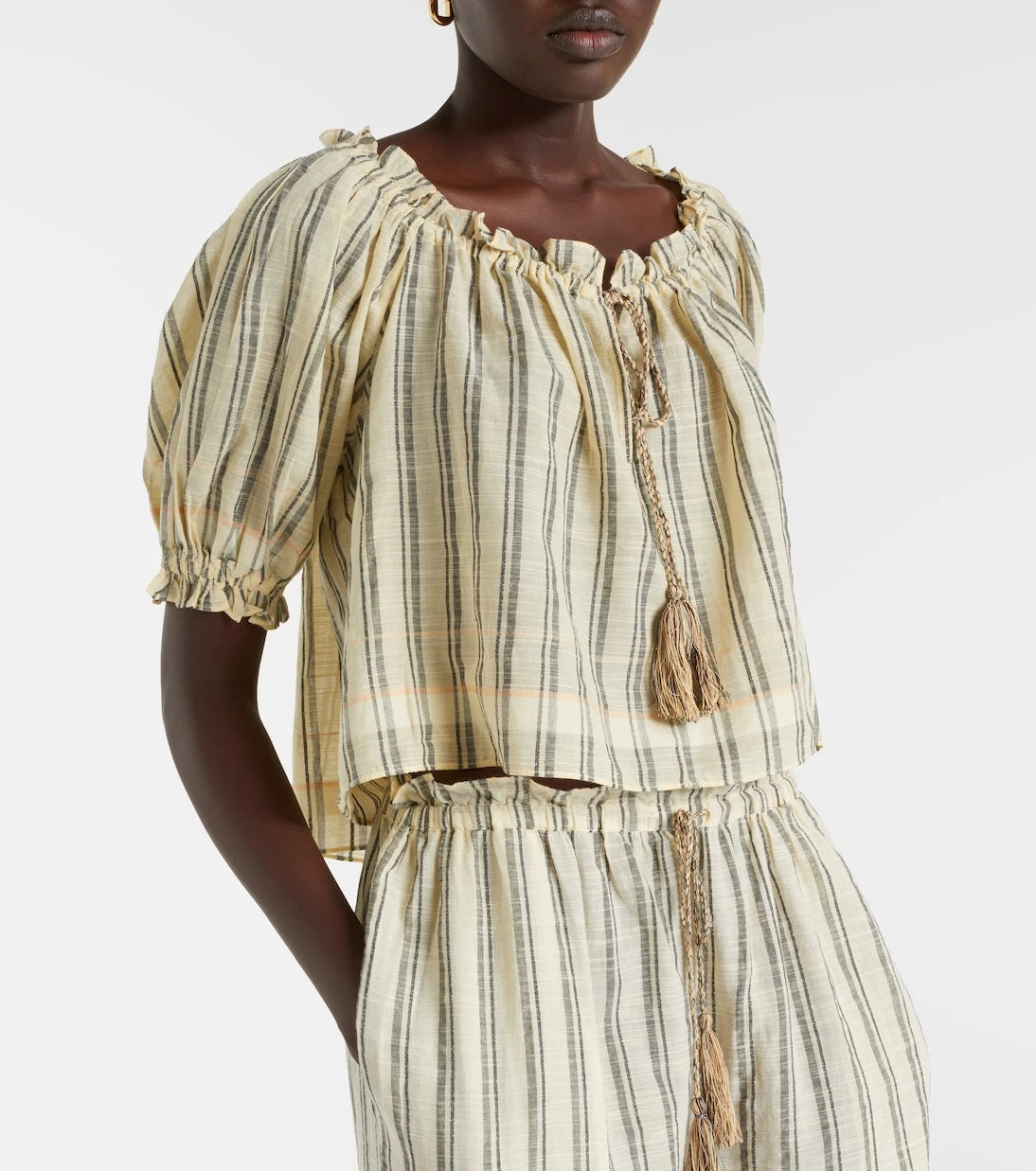 Ulla Johnson - Paros striped cropped cotton top