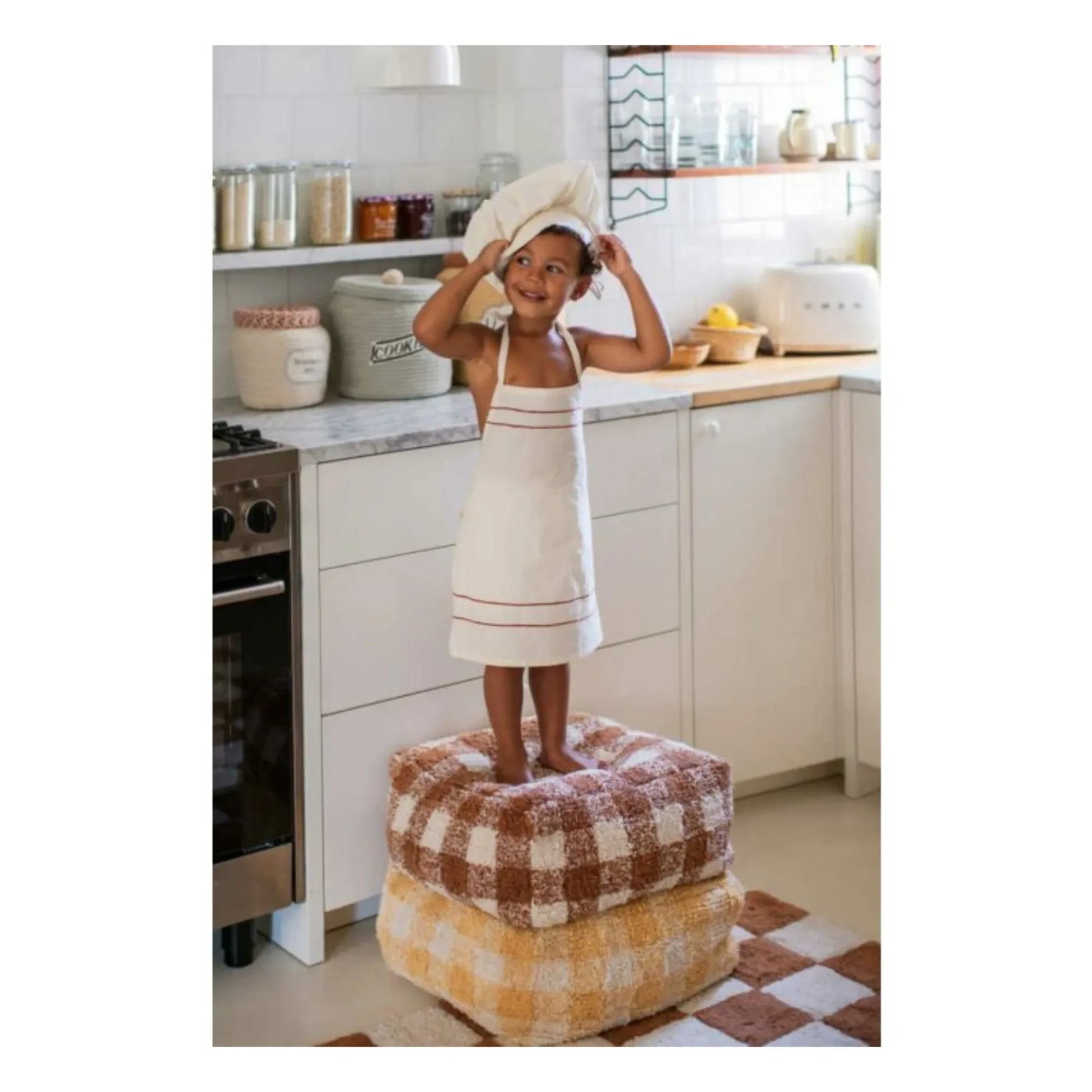 Lorena Canals - Gingham Pouffe | Toffee