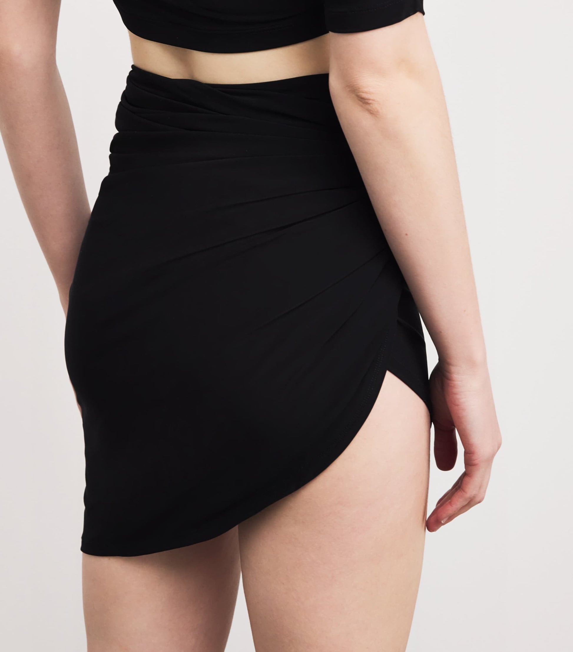 Jacquemus Black Asymmetric The Drapeado Mini Skirt