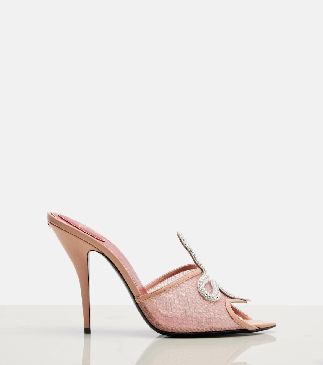 Valentino Garavani - Cœur Vipère embellished mesh mules