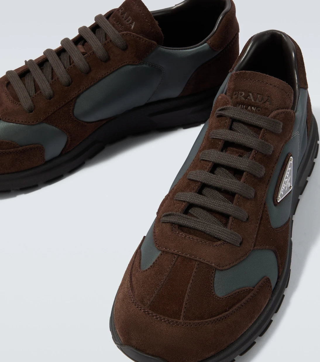 Prada - Suede-trimmed sneakers