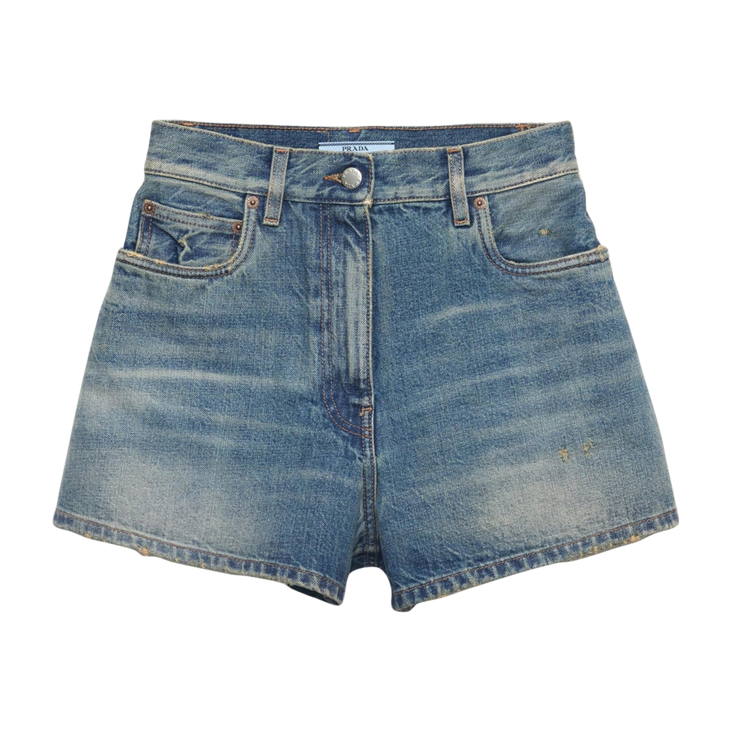 Prada Blue Faded Denim Shorts
