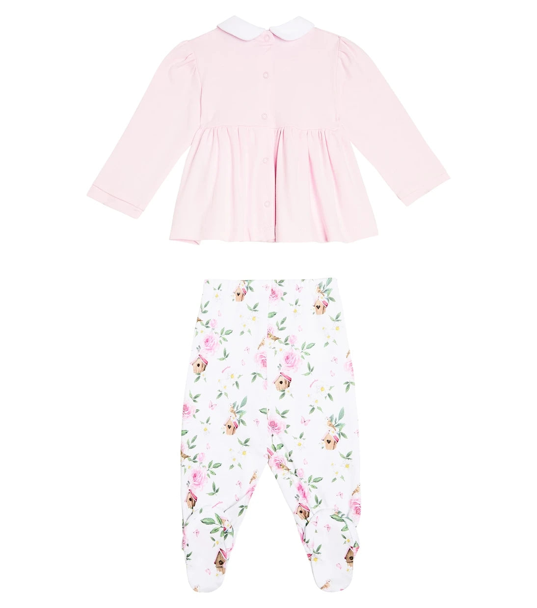 Monnalisa - Baby floral top and footed pants set