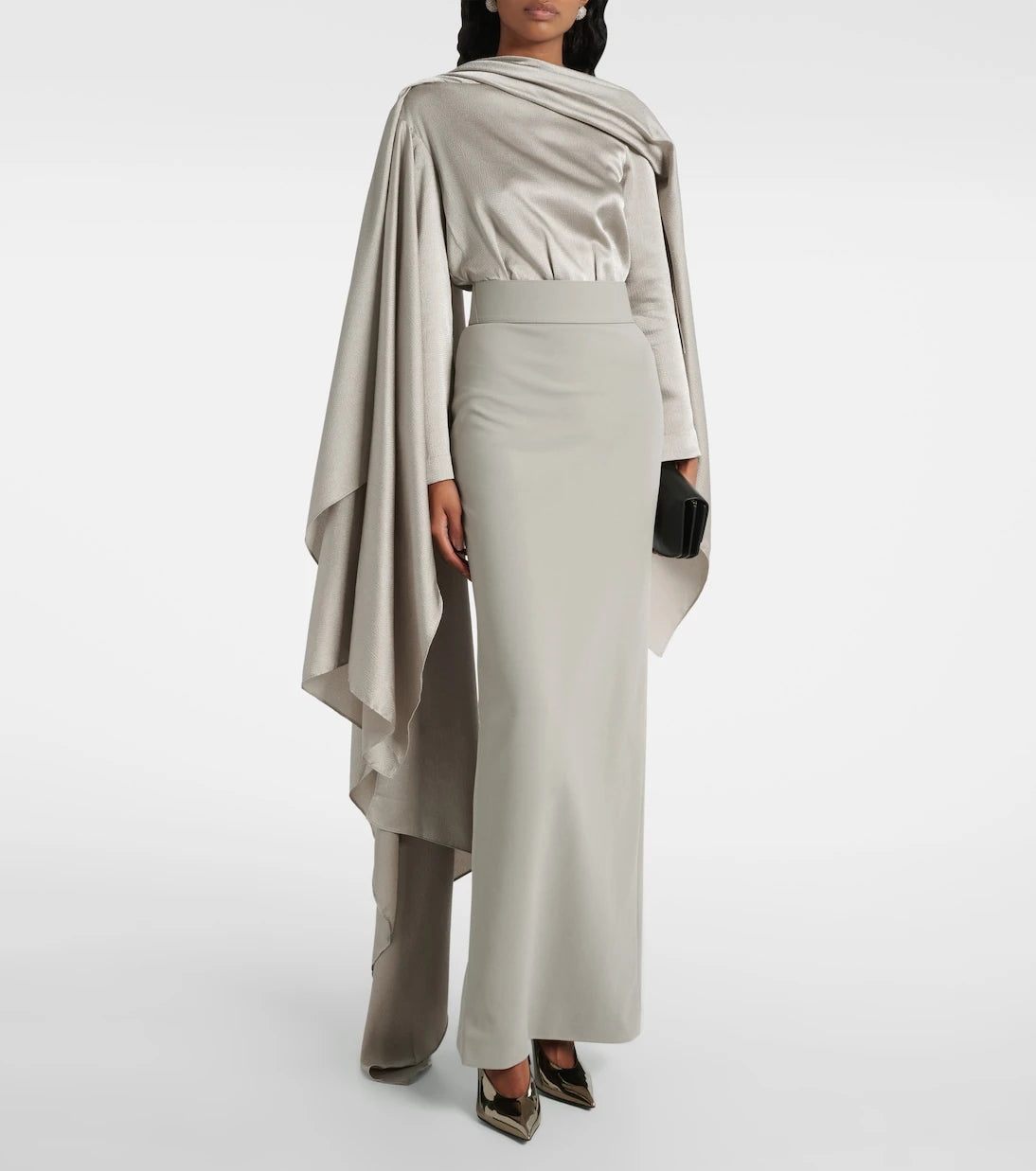 Solace London - Rosalia draped satin-trimmed gown