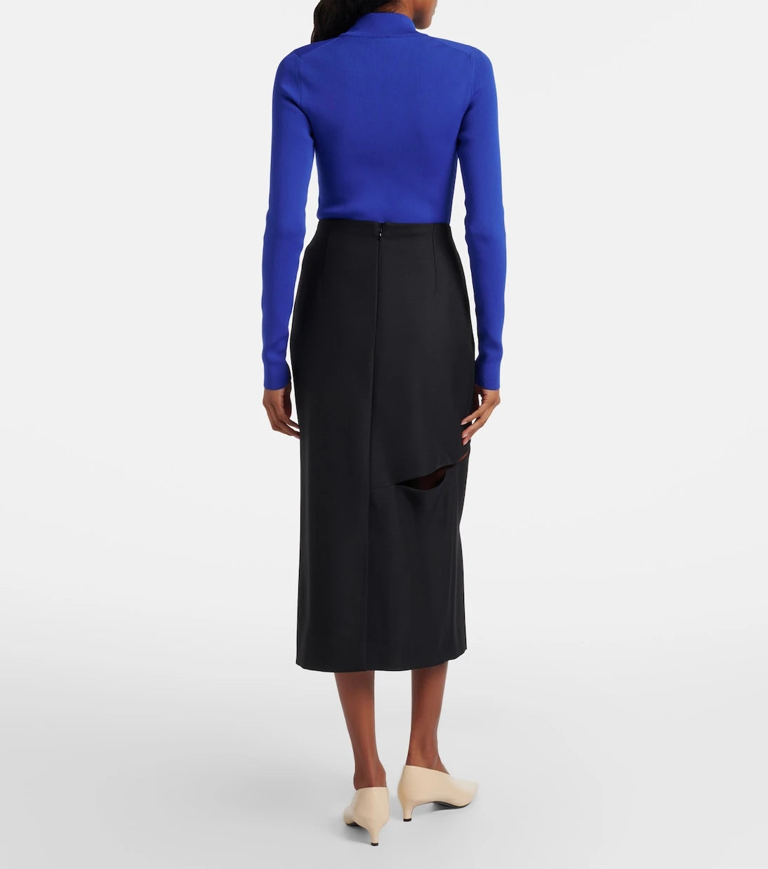 Jil Sander - Cutout wool and mohair midi skirt