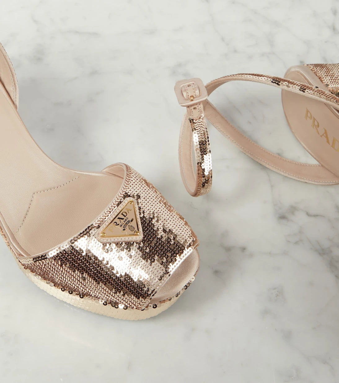 Prada - Sequined satin platform sandals