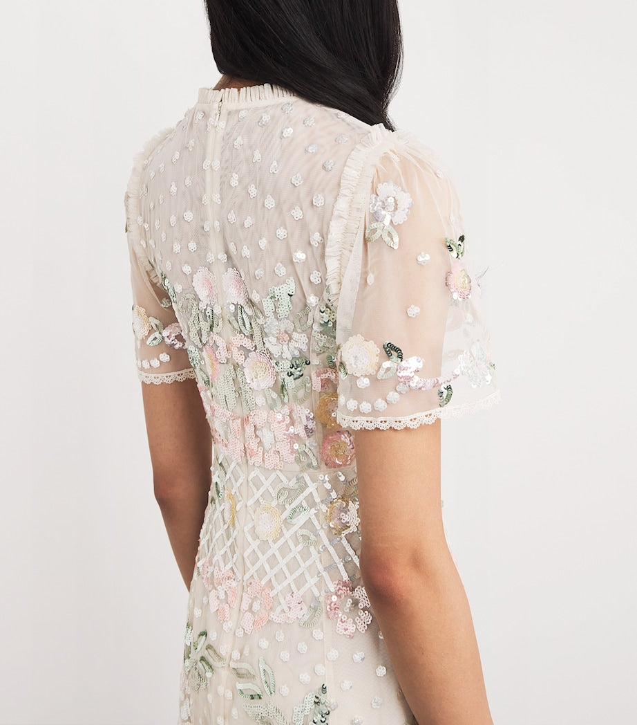 Needle & Thread Ivory Embellished Rosalie Ballerina Midi Dress
