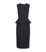Max Mara Black Jersey Peplum-Detail Midi Dress
