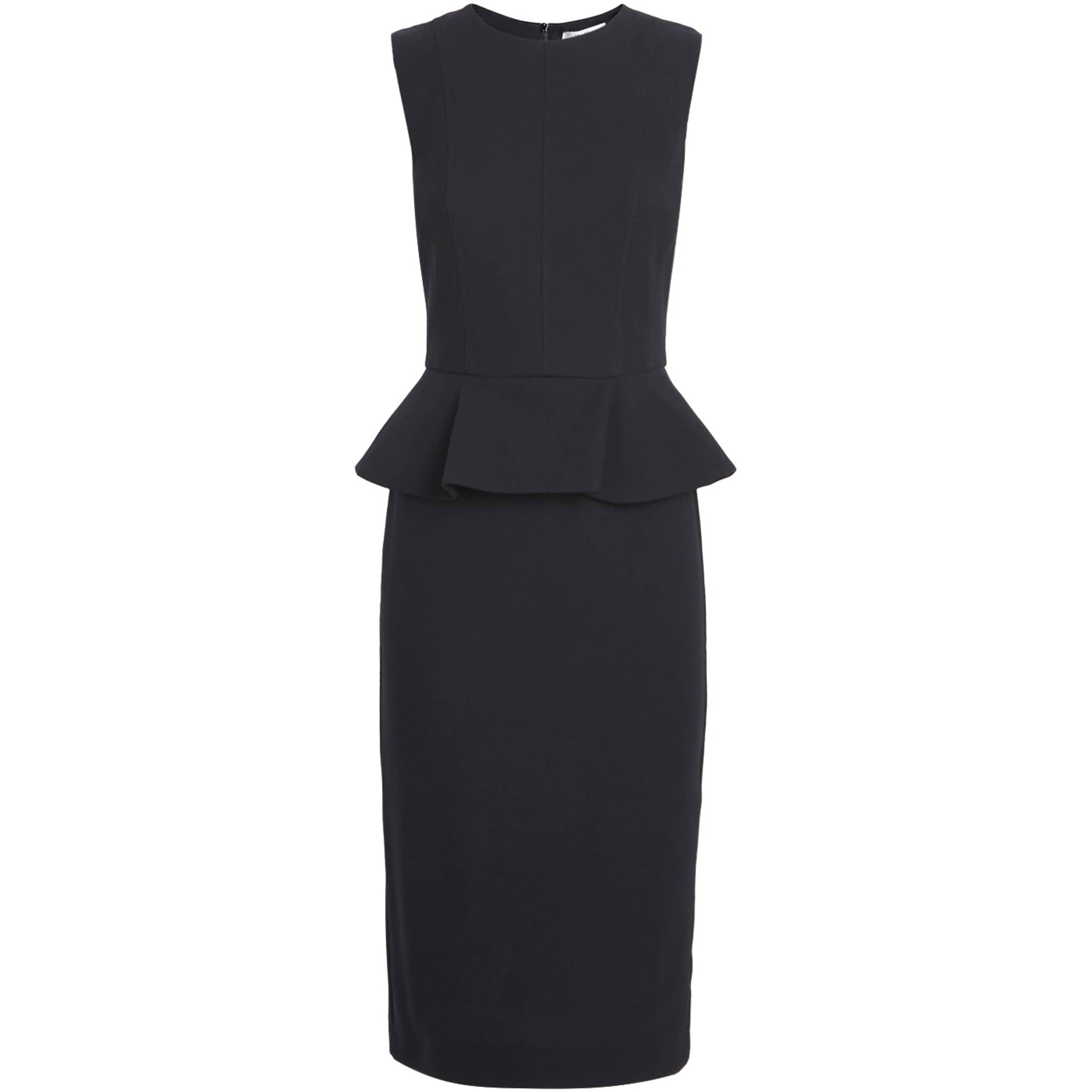 Max Mara Black Jersey Peplum-Detail Midi Dress