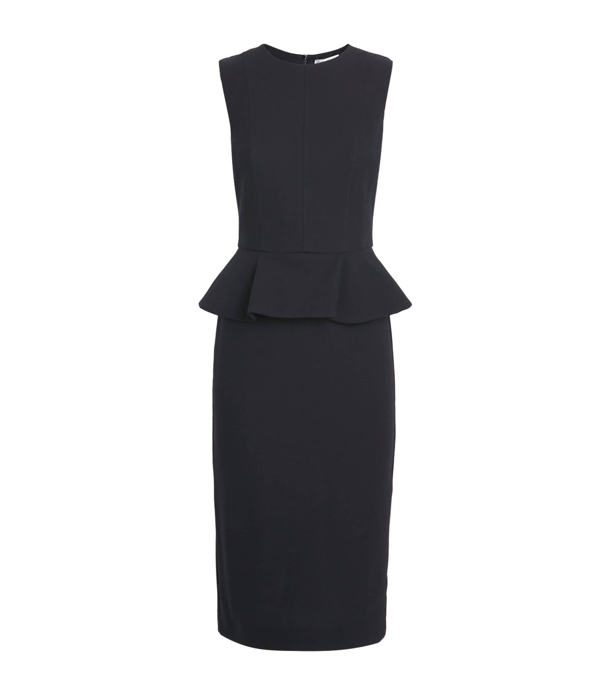 Max Mara Black Jersey Peplum-Detail Midi Dress