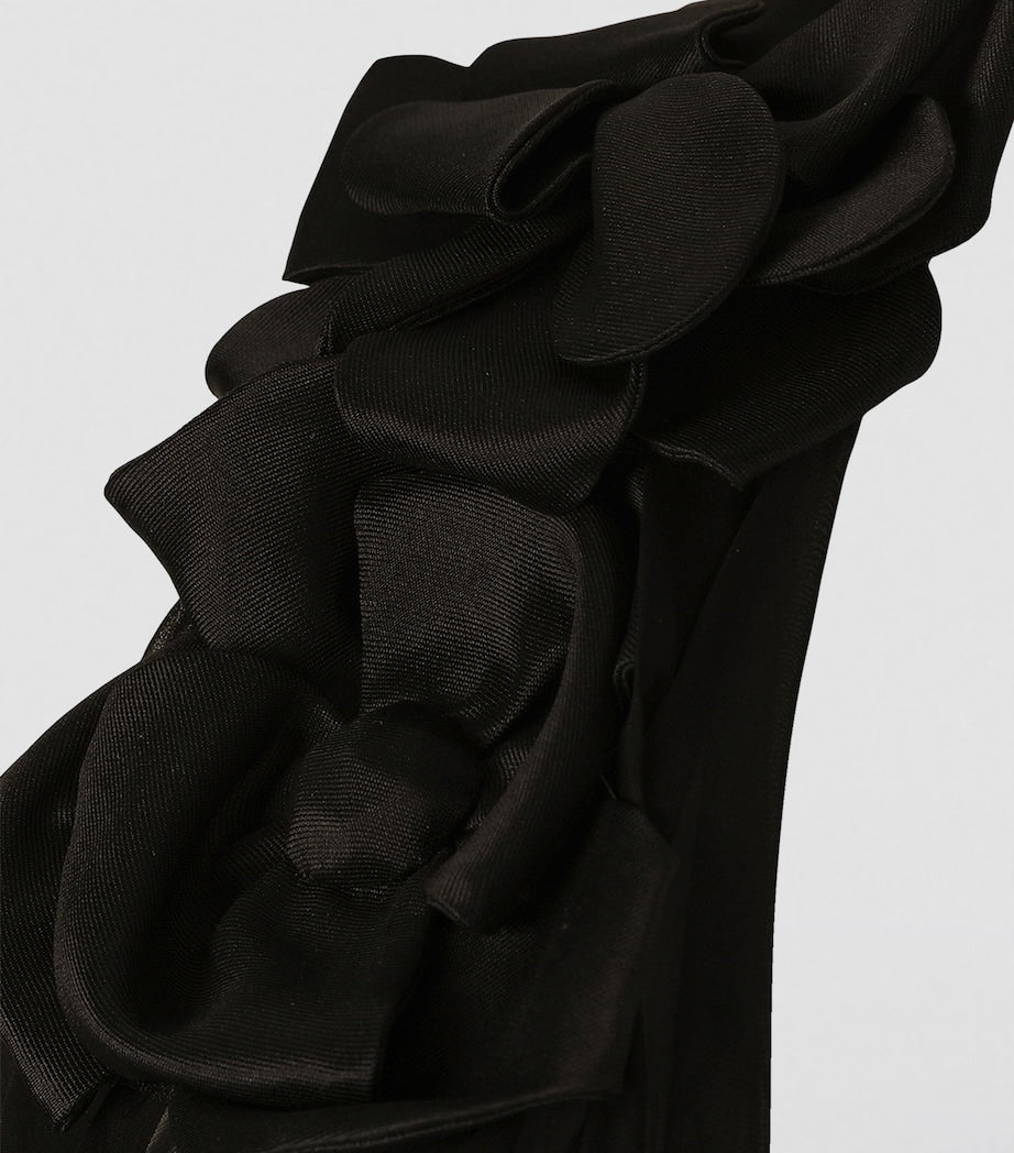 Multi Silk Rose Halterneck Gown