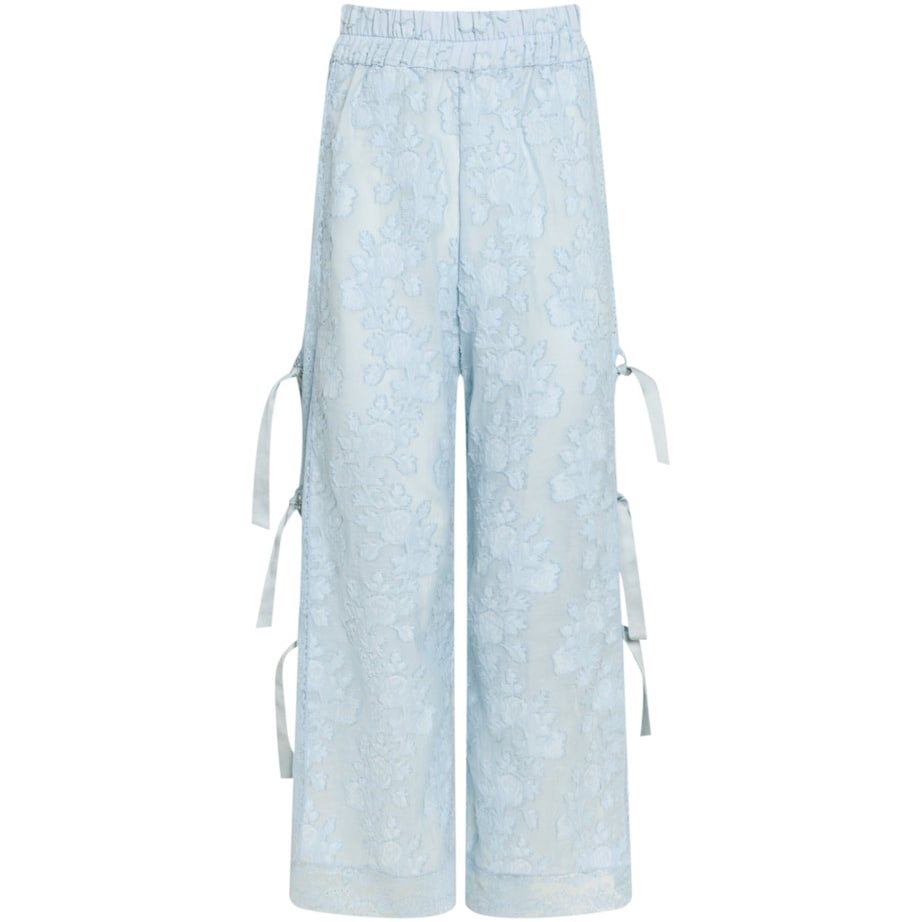 Blue Lace-Trim Clarissa Trousers