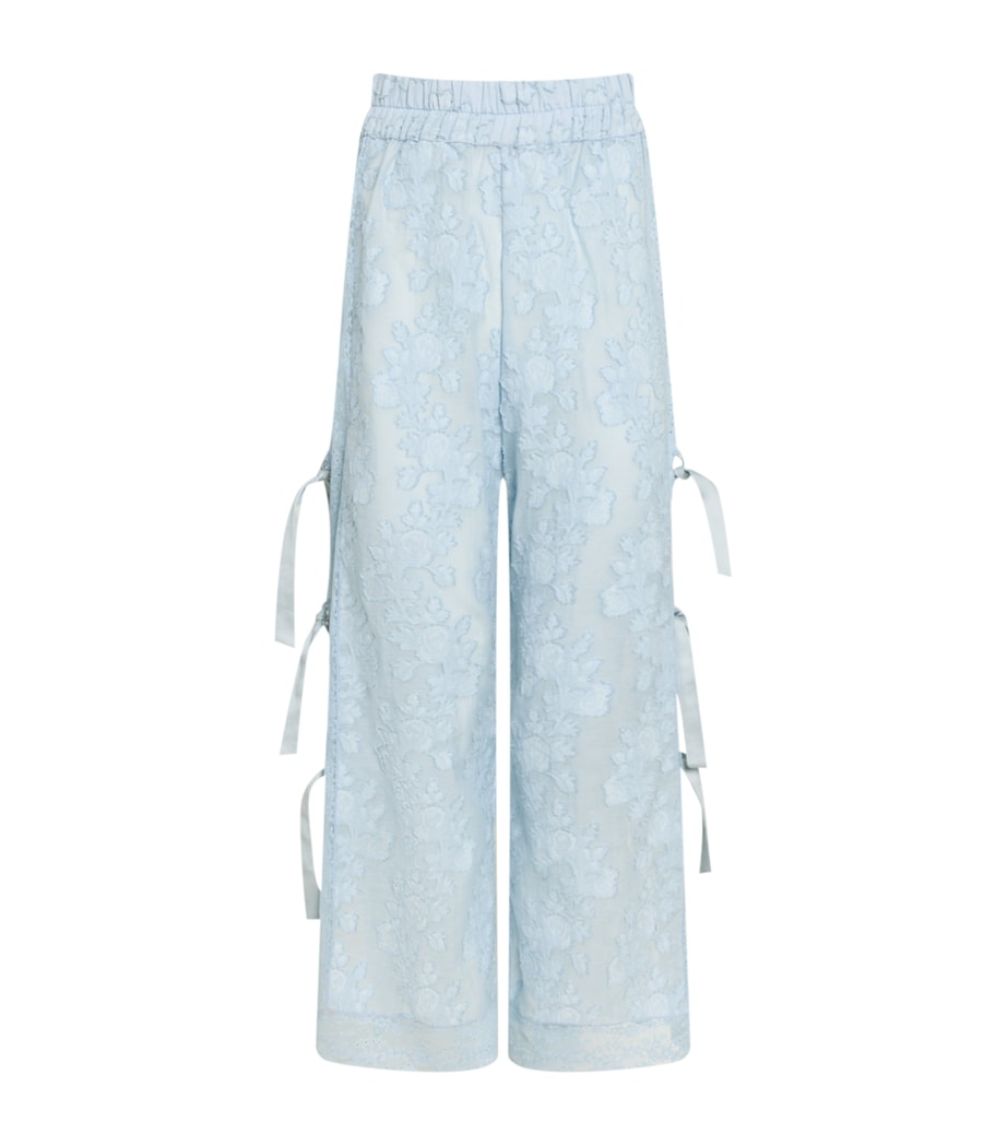 Blue Lace-Trim Clarissa Trousers