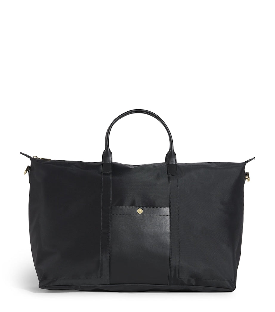 Black Nylon Overnight Tote Bag