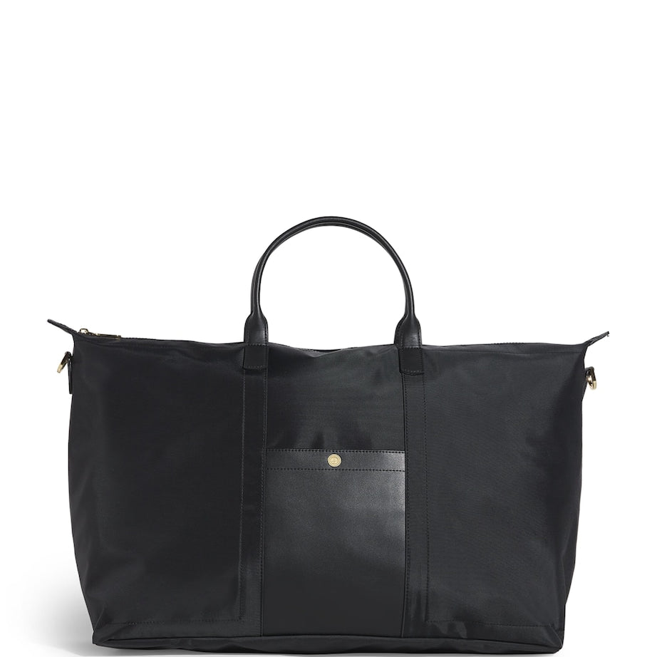 Black Nylon Overnight Tote Bag