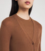 Johnstons Of Elgin Brown Superfine Cashmere V-Neck Cardigan
