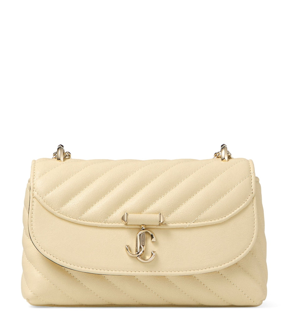 Beige Curve Small Biker Leather Quilted Cross-Body Bag