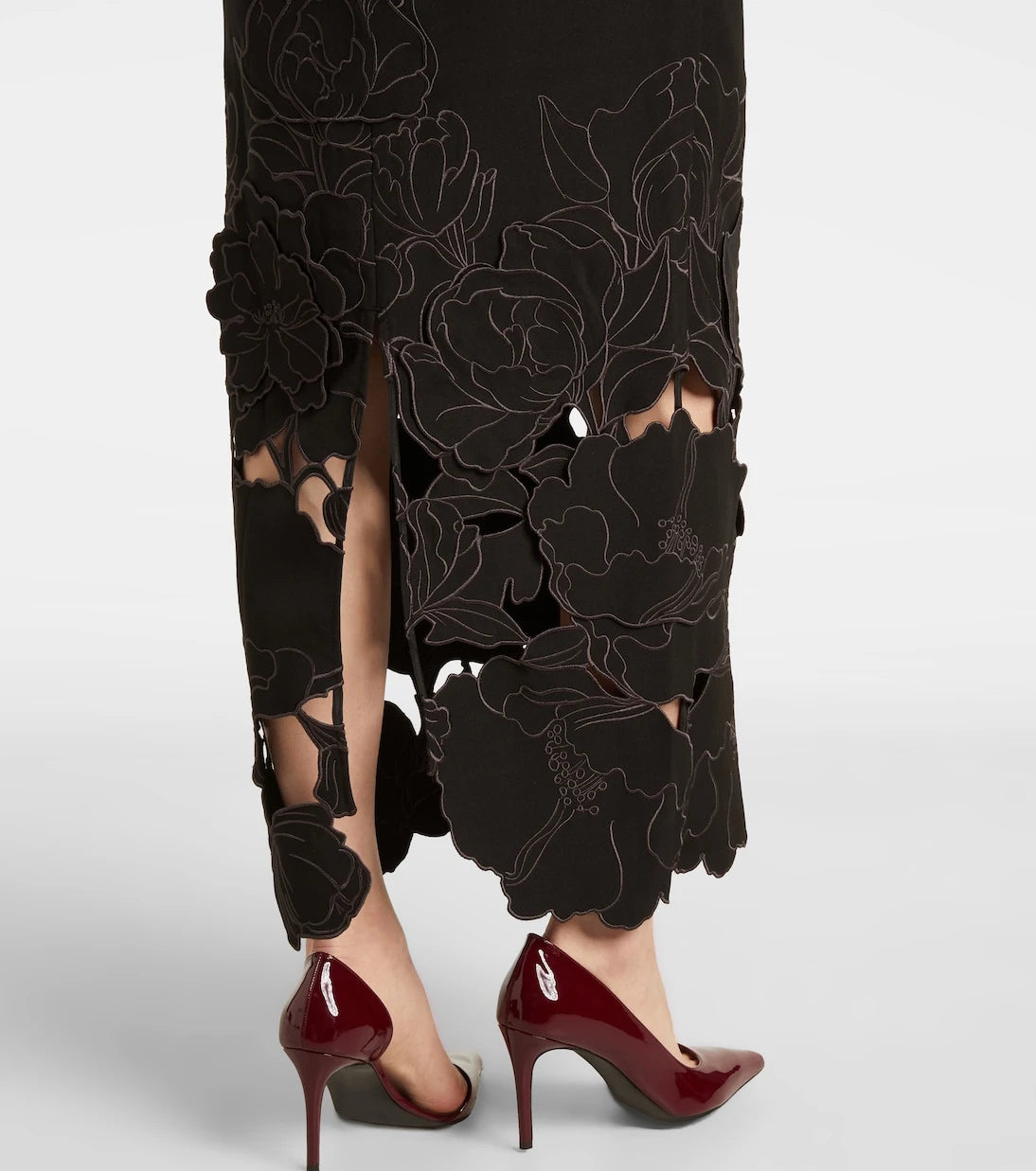 Leo Lin - Rayna floral-appliqué midi dress
