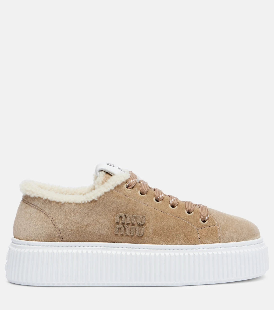 Miu Miu - Shearling-lined suede platform sneakers