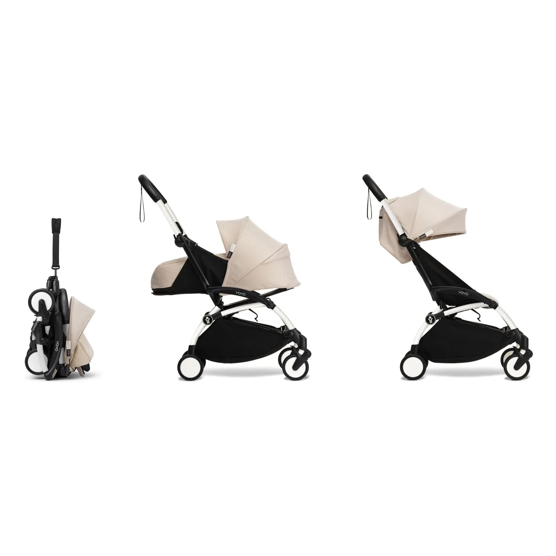 Stokke® - YOYO³ Bonpoint complete stroller 0+ and 6+ White frame | Beige