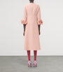 Valentino Pink Wool-Silk Floral-Sleeve Midi Dress