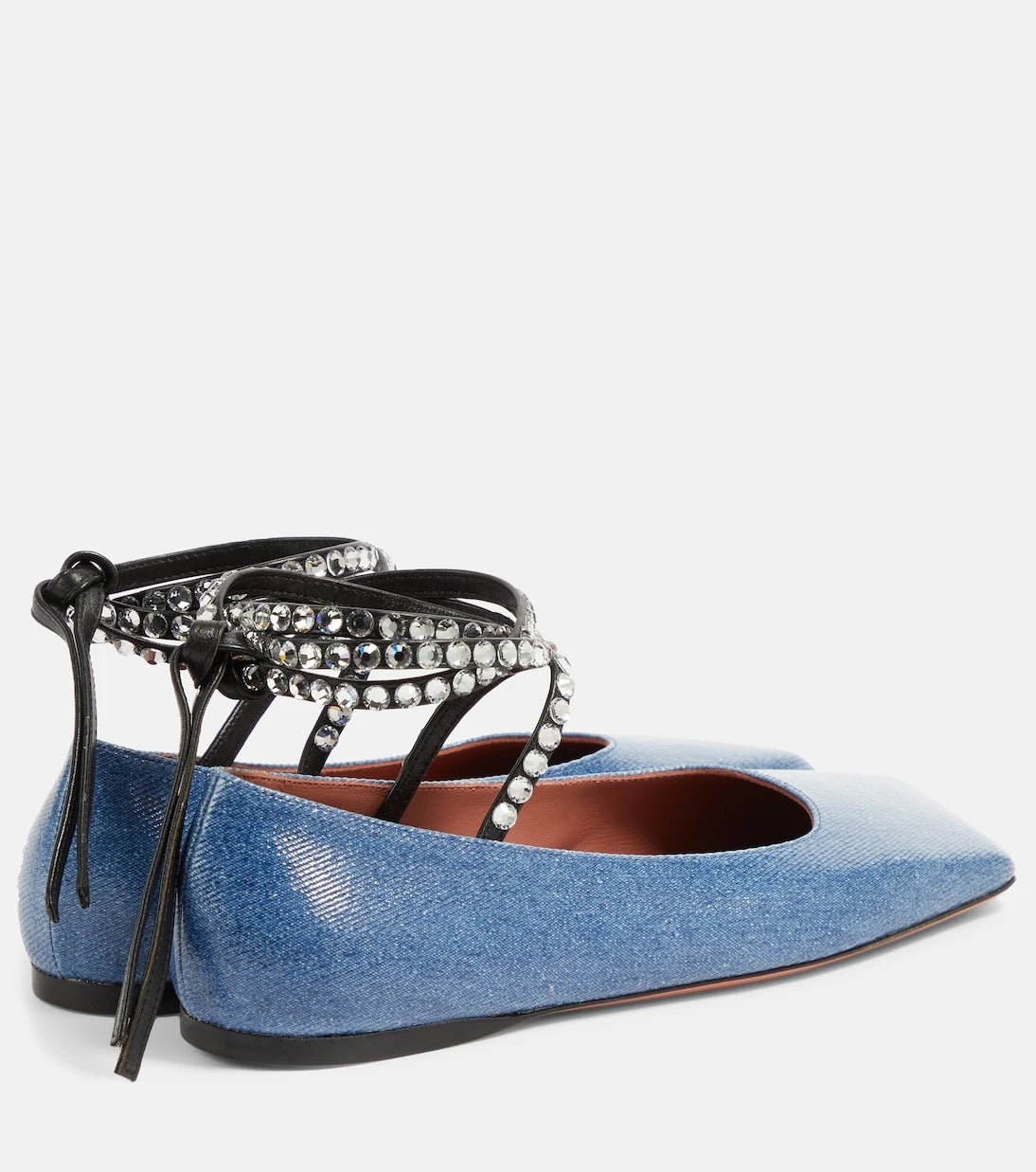 Amina Muaddi - Ane embellished denim ballet flats