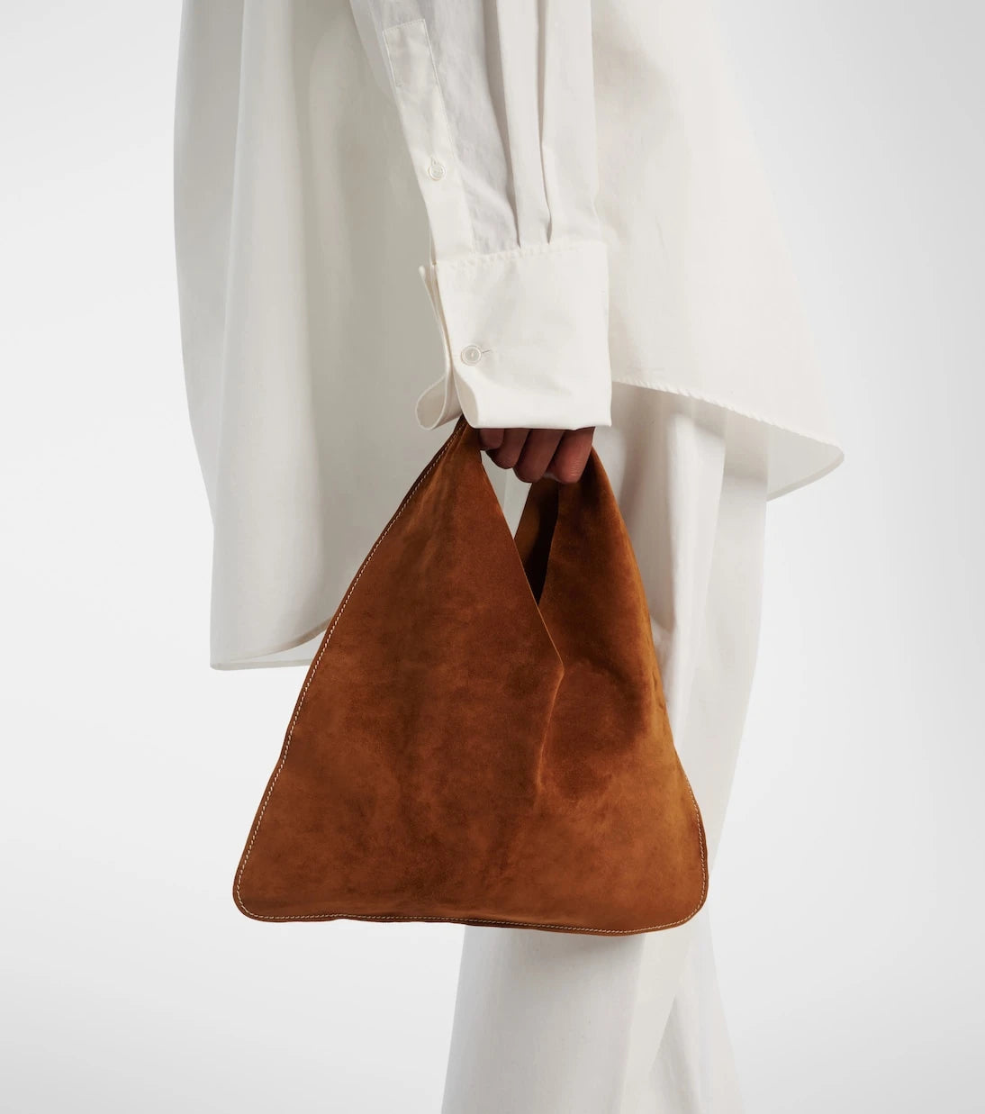 The Row - Bindle Small suede tote bag