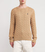 Brown Cotton Cable-Knit Logo Sweater