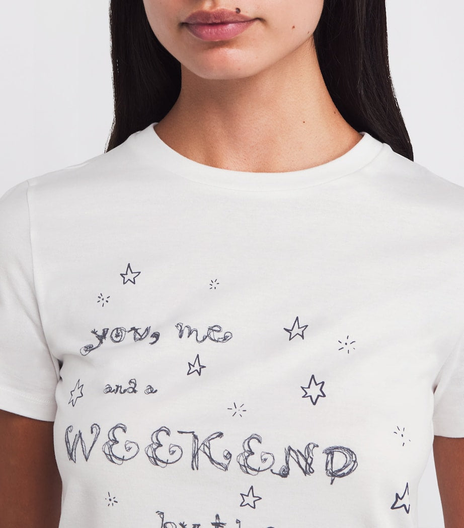 Weekend Max Mara White Cotton Print and Embroidered T-Shirt