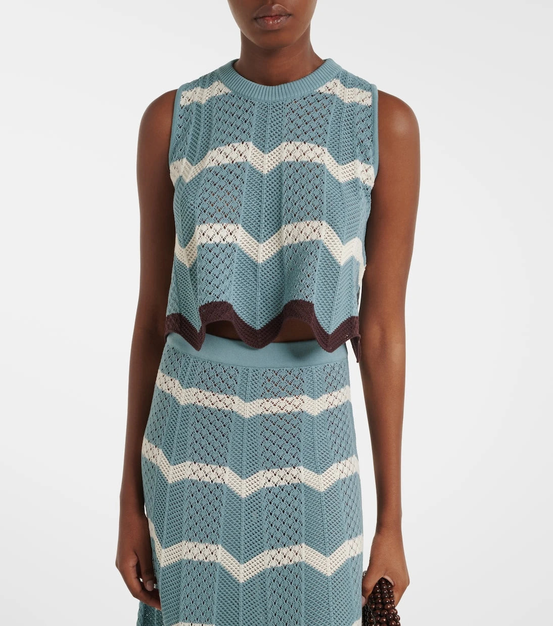 La DoubleJ - Chevron crochet cotton crop top