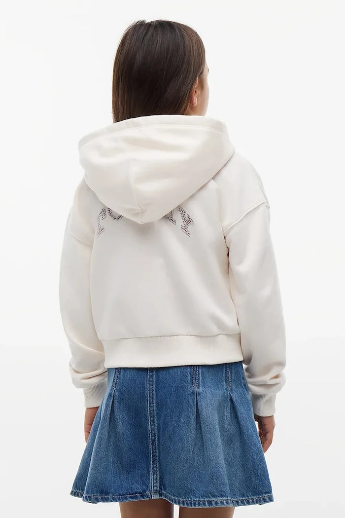 Tommy Hilfiger pamuklu fermuarlı kapüşonlu çocuk sweatshirt