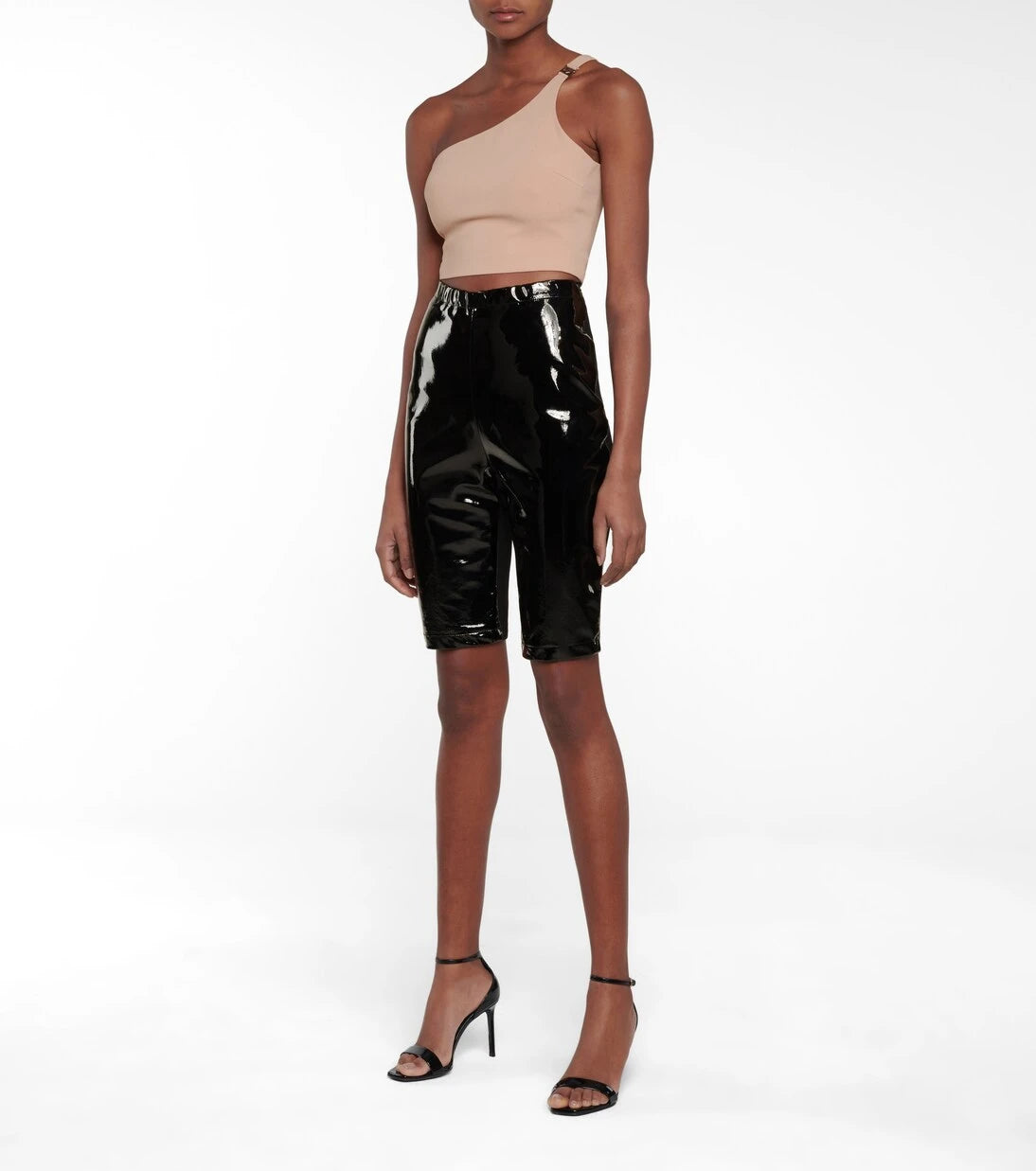 David Koma - Patent leather biker shorts