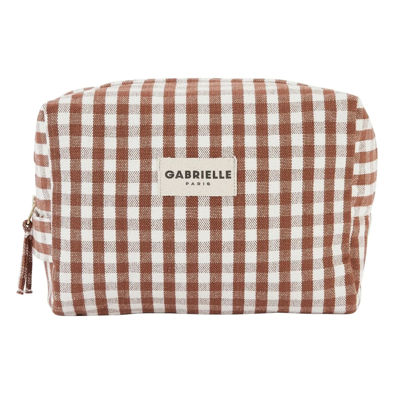 Gabrielle Paris - Gingham Moka toiletry bag  | Mocha