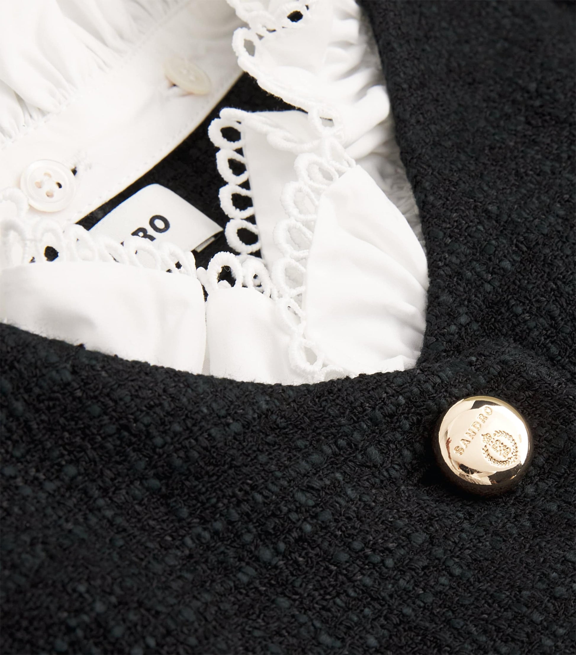 Tweed Ruffle-Collar Mini Dress BLACK