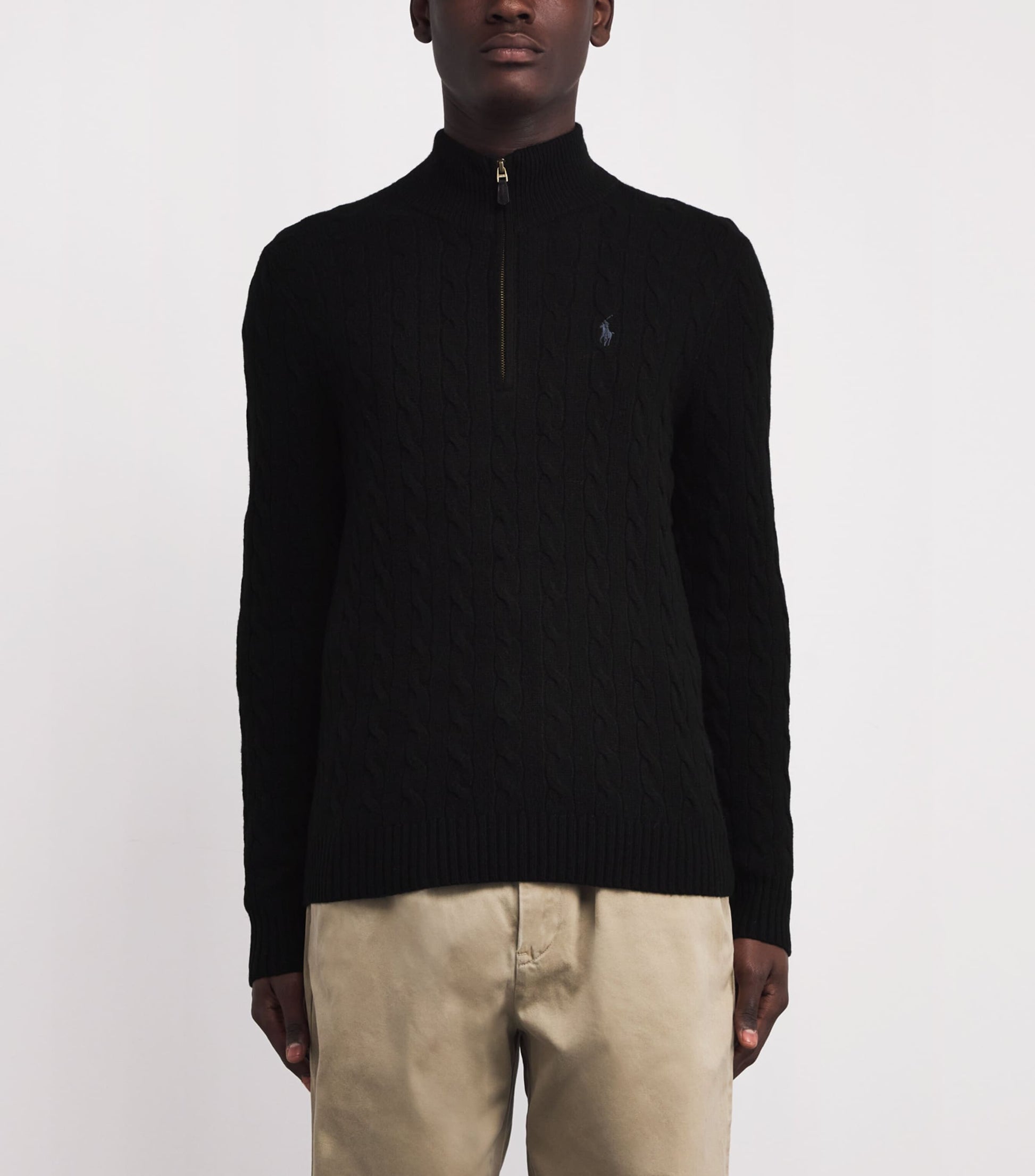 Polo Ralph Lauren Black Wool-Cashmere Quarter-Zip Sweater