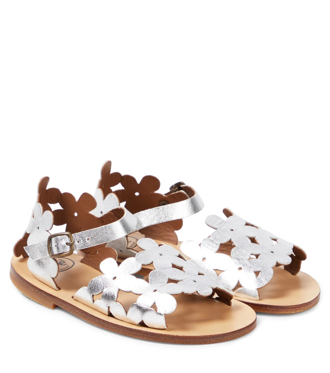 PèPè - Laminato floral metallic leather sandals