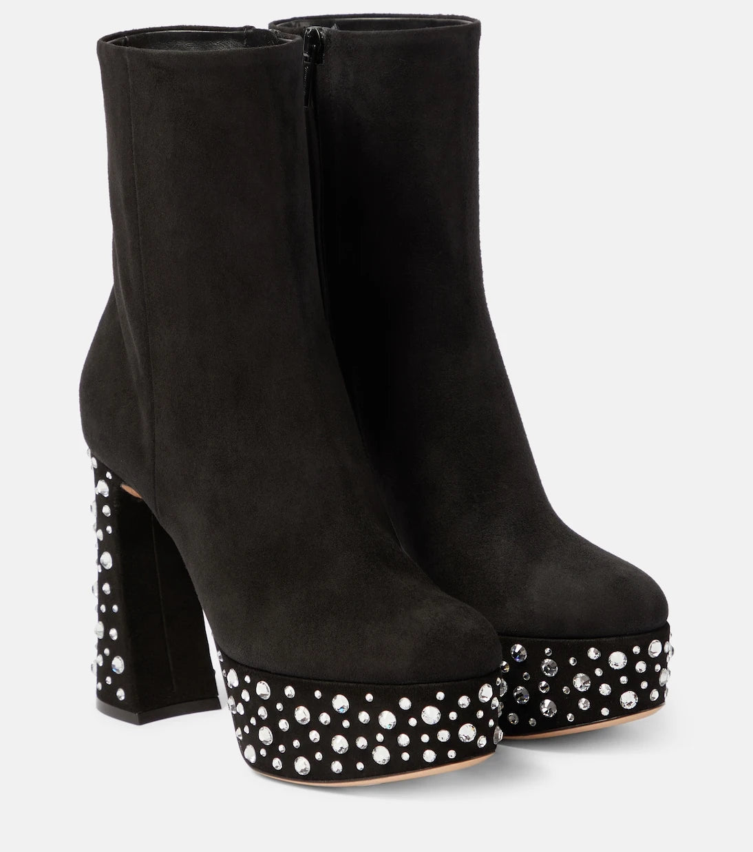 Gianvito Rossi - Crystal Holly suede platform ankle boots