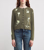 Green Embroidered Jacquard Floral Cardigan