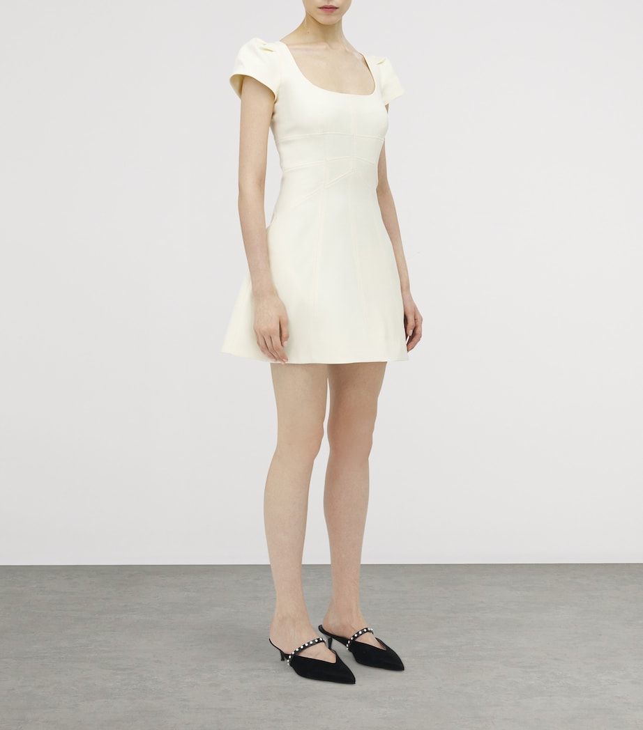 McQueen White Wool-Blend Mini Dress