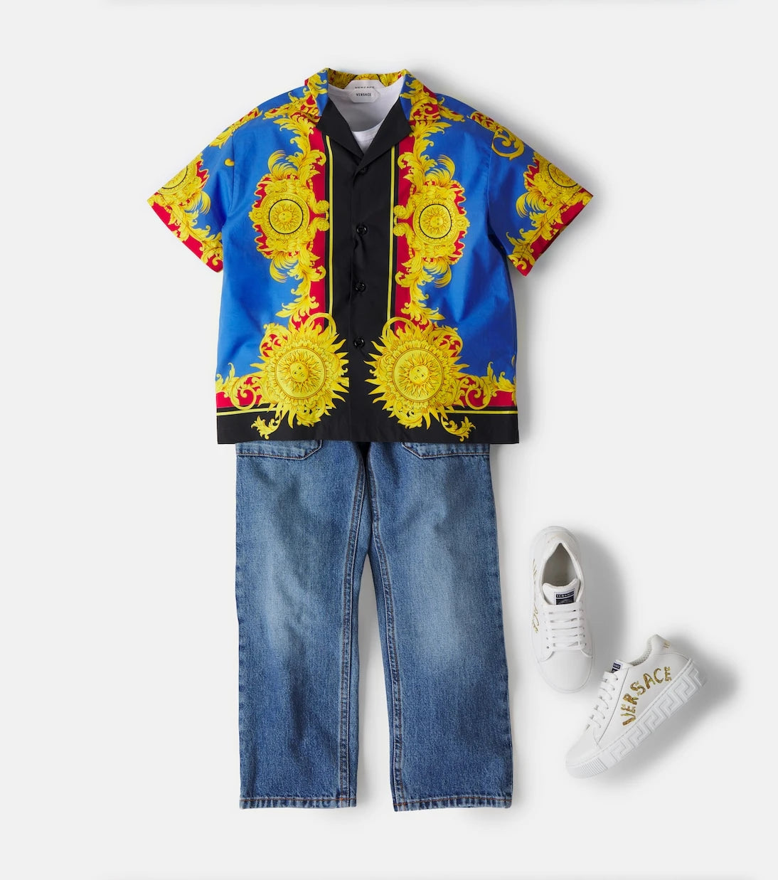 Versace Kids - Printed cotton poplin shirt