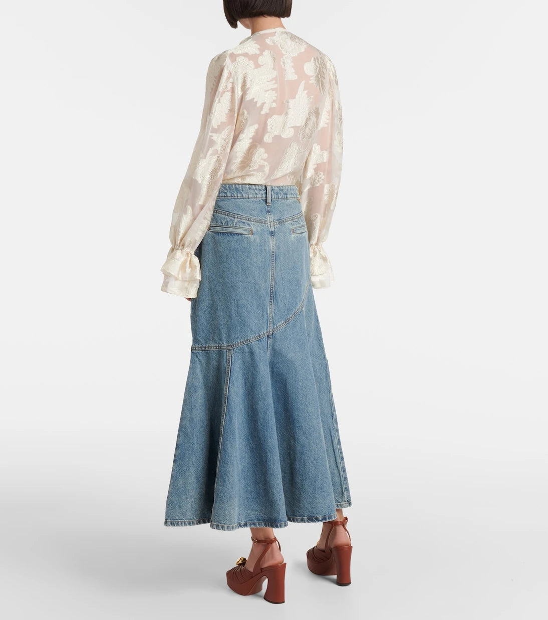 Zimmermann - تنورة دينم ميدي بتصميم مزخرف