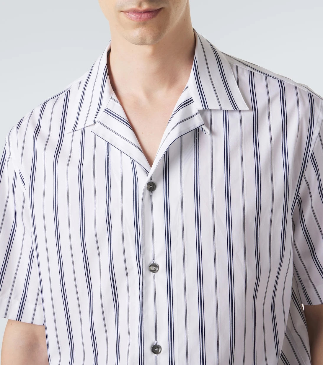 Brioni - Striped cotton poplin bowling shirt