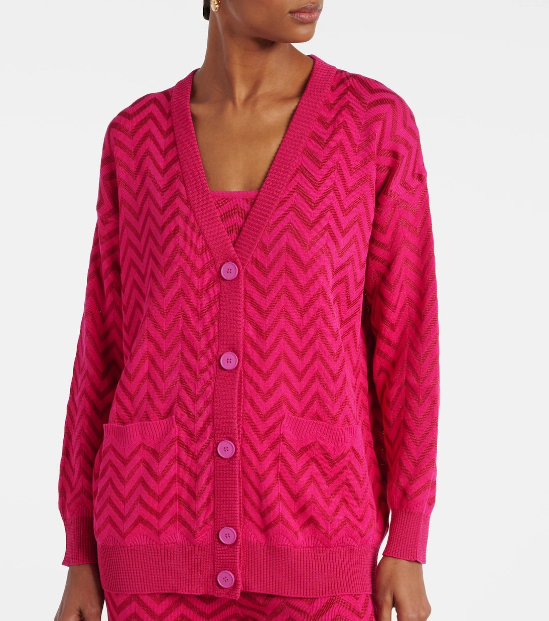 Missoni - سترة كارديغان قطنية مخلوطة بنمط متعرج