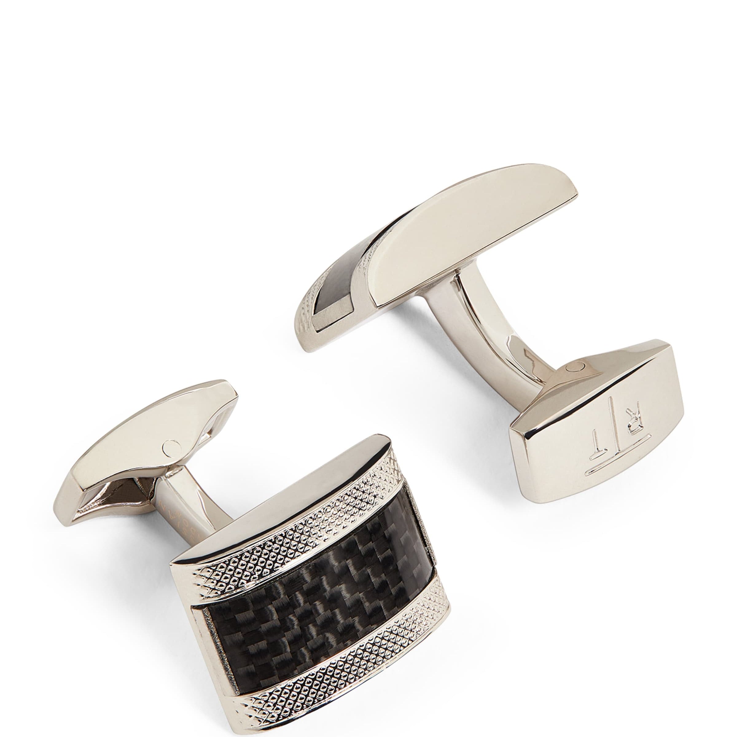 Carbon Fibre D-Shape Cufflinks