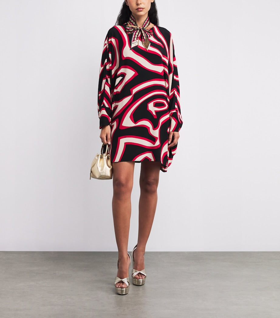 Red Silk Twill Girandole and Papiro Print Scarf